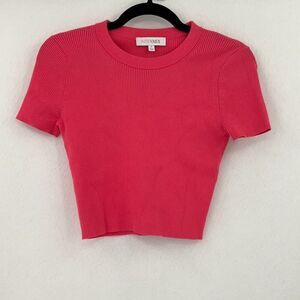 Intermix Pink Knitted Short Sleeve Cropped Top Size Small